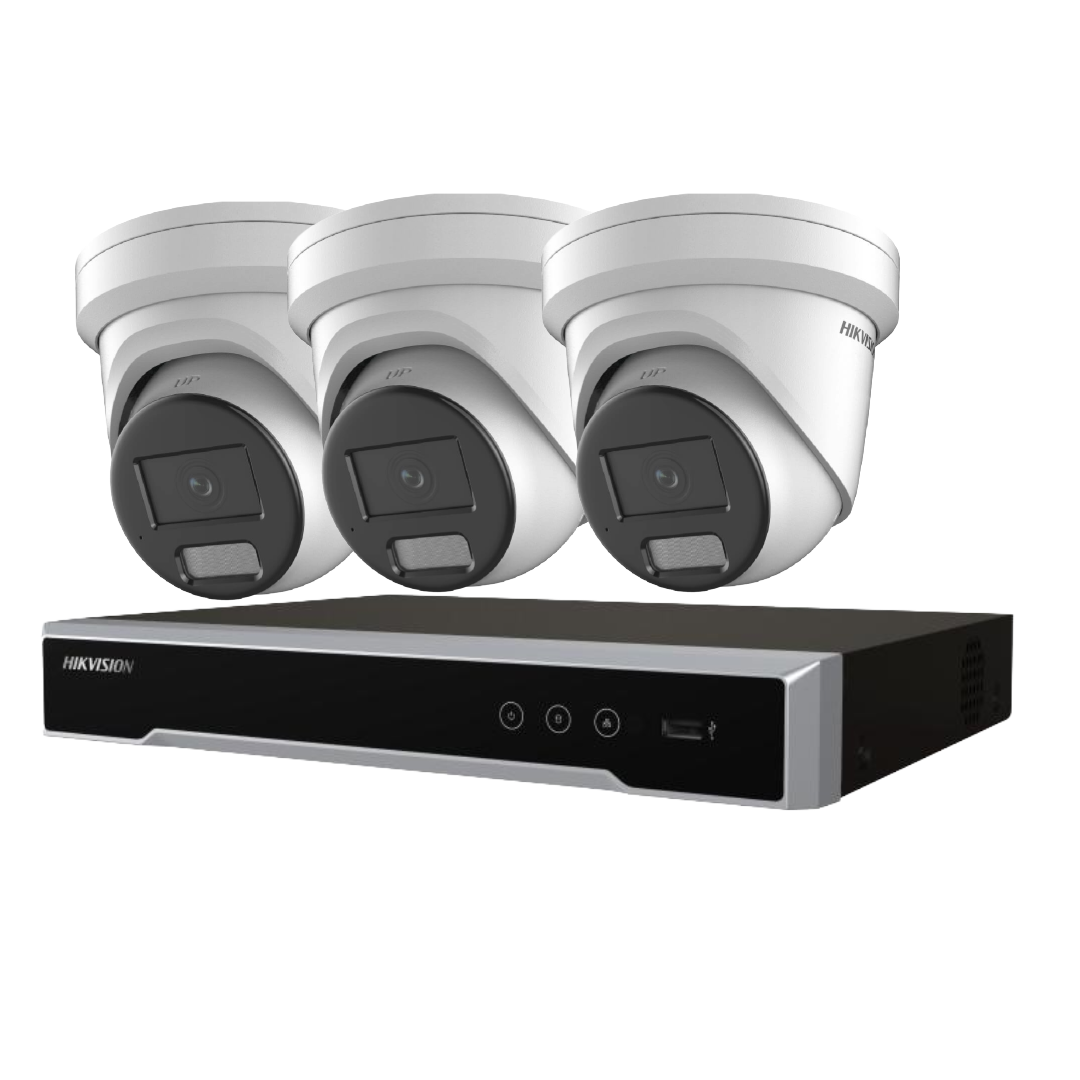 Hikvision upto x4 6MP Darkfighter AcuSense Turret Security Camera Kit + 4‑Channel PoE NVR Kit with Optional HDD | DS‑2CD2366G2H‑I(U) + DS‑7604NI‑M1/4P