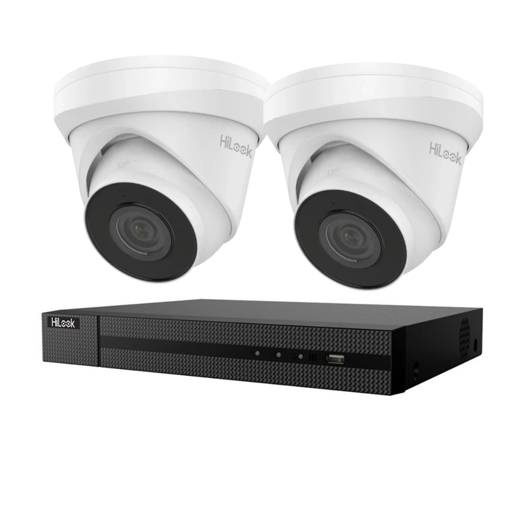 HiLook 4x 4MP आईपी कैमरा IPC-T240H-MU (काला) + Hilook 4 चैनल PoE NVR 4K + WD HDD किट
