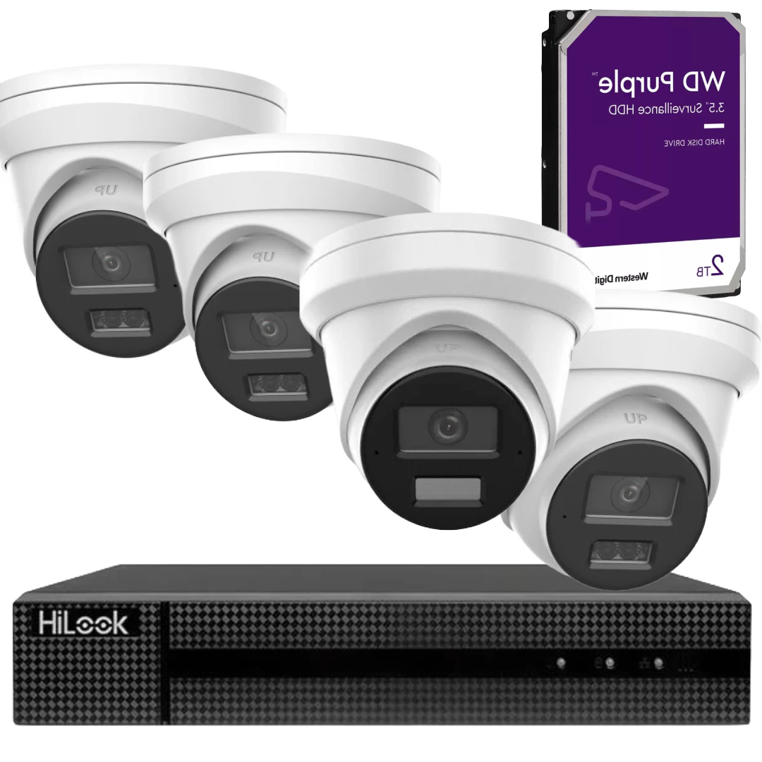 HiLook 6MP AI CCTV Security Kit – Up to 4x IPC-T361H-MU-AUS Turret Cameras, HL-NVR-104MH-C/4P(B) 4K PoE NVR & 2TB Surveillance HDD