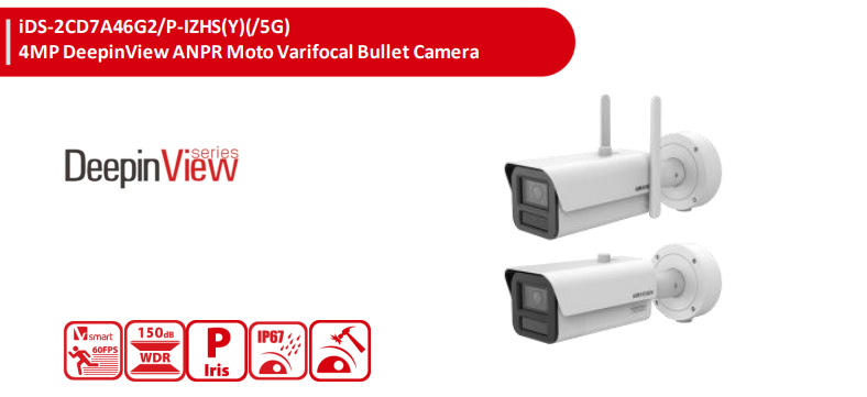 Hikvision iDS-2CD7A46G2/P-IZHS(Y) 4MP DeepinView ANPR Moto Varifocal IP Bullet Camera – DarkFighter 2.0, 150dB AWDR, LPR, AI Vehicle Analytics, IP67 & IK10 – Non-5G