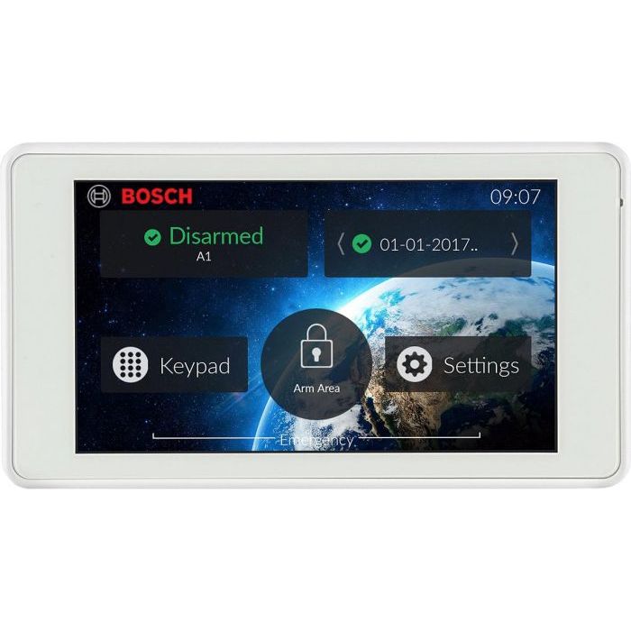 Bosch IUI-SOL-TS5 TouchOne Mini 5" Graphic LCD Touchscreen Code Pad – Suits Solution 2000 & 3000 Panels – White, Programmable with Touch to Arm Feature