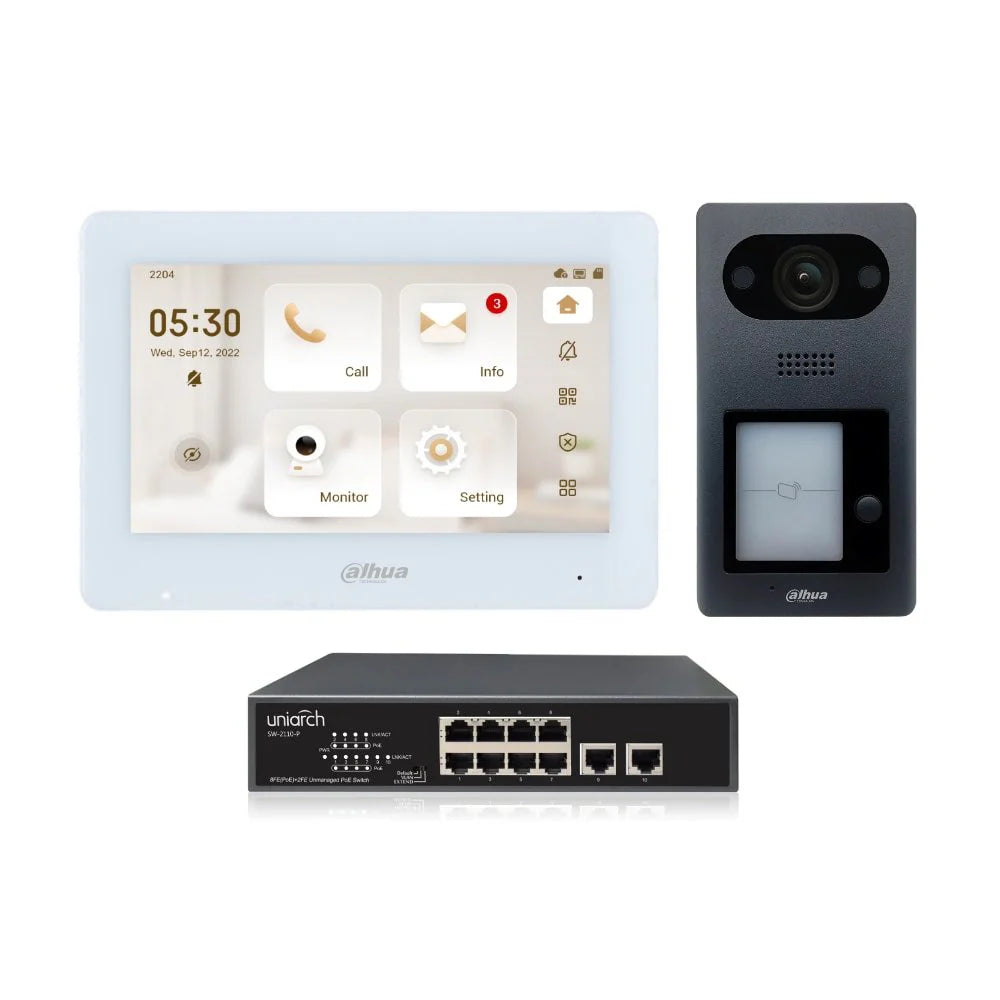 Dahua 7-Inch Touch Screen with VTO3211D-P Door station IP Intercom Kit