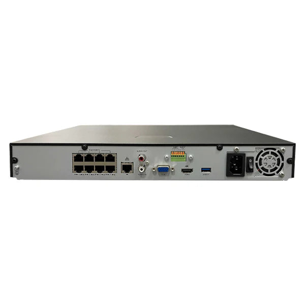 UNIVIEW NVR302-08S2-P8 EASY SERIES 8CH NVR – 8x PoE, 8MP/4K, 80Mbps Input, 2x SATA HDD (Up to 10TB)