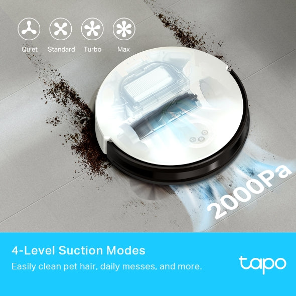 TP-Link Tapo RV10 Plus Robot Vacuum and Mop with Smart Auto-Empty Dock | 2000Pa Suction | Zigzag Path Planning | 3-Level Mopping | 3-Hour Runtime | App & Voice Control – TAPO-RV10-PLUS