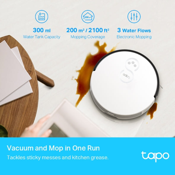 TP-Link Tapo RV10 Plus Robot Vacuum and Mop with Smart Auto-Empty Dock | 2000Pa Suction | Zigzag Path Planning | 3-Level Mopping | 3-Hour Runtime | App & Voice Control – TAPO-RV10-PLUS