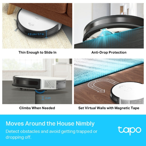 TP-Link Tapo RV10 Plus Robot Vacuum and Mop with Smart Auto-Empty Dock | 2000Pa Suction | Zigzag Path Planning | 3-Level Mopping | 3-Hour Runtime | App & Voice Control – TAPO-RV10-PLUS