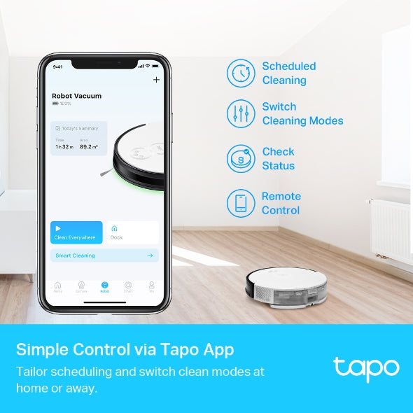 TP-Link Tapo RV10 Plus Robot Vacuum and Mop with Smart Auto-Empty Dock | 2000Pa Suction | Zigzag Path Planning | 3-Level Mopping | 3-Hour Runtime | App & Voice Control – TAPO-RV10-PLUS