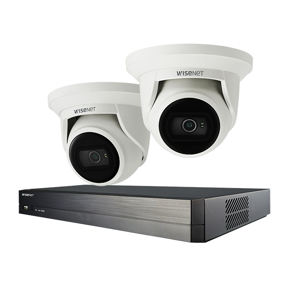 Wisenet Q 监控套件 2x Wisenet Q 系列 / 5MP H.265 NW 红外平眼摄像机，4CH 8M H.265 NVR，带 PoE 交换机 + 2TB HDD CT-QNE-KIT-4CH2CAM