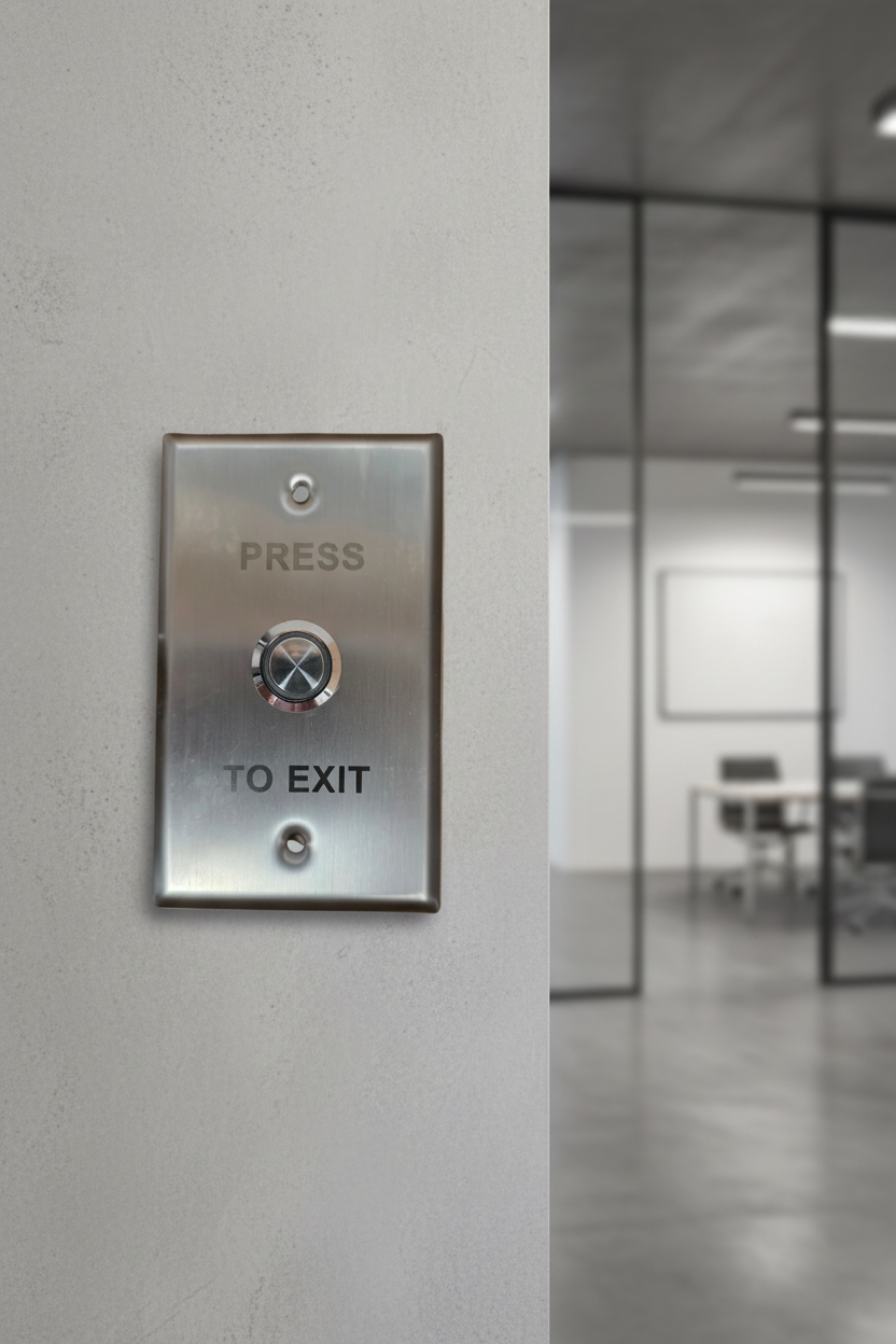 Stainless Steel Exit Switch Plate with Illuminated Push Button – AW100100 / AW100101