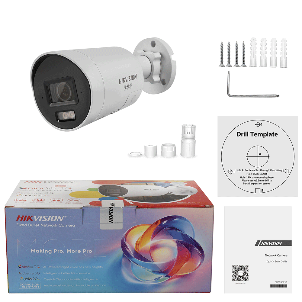 Hikvision DS-2CD2087G3-LI2UY/S(L)(RB) 8MP Smart Hybrid Light Bullet Camera – ColorVu, Dual Microphone, IP67, Two-Way Audio & Deep Learning AI IP CCTV Bullet Camera