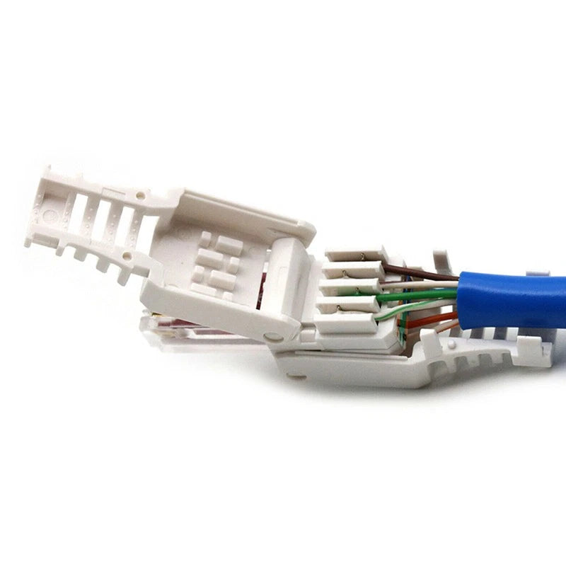 White RJ45 Tool-less Connector 8P8C Cat5e Ethernet Cable Plug for CCTV, PoE & Network Cabling