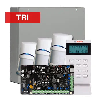 Bosch Solution 4000 Alarm Kit with ICP-SOL4-P Panel, IUI-SOL-ICON LCD Keypad, 3x ISC-BDL2-WP12G Tri-Tech Motion Detectors & Siren Kit – K4000-3TRI-ICON