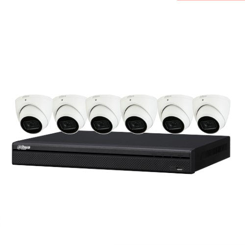 大华 DH-IPC-HDW3666EMP-S-AUS 6 台摄像机，带 8 通道 NVR 4108HS-8P-4KS2/L 系统（6MP 摄像机）闭路电视套件