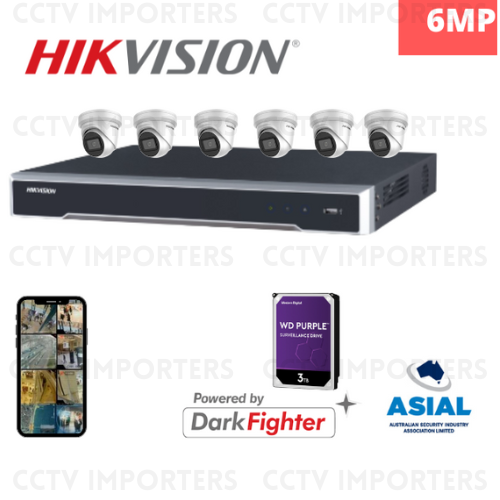 Hikvision DS-2CD2365G1-I 6 Cameras(6MP)Powered-by-DarkFighter Fixed Turret Network Camera