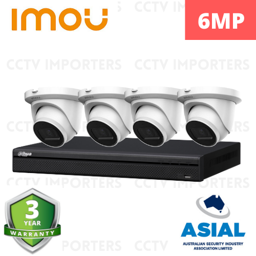 大华 IMOU IPC-T66A 4 摄像头，带 4 路 NVR 系统（6MP 摄像头）闭路电视套件